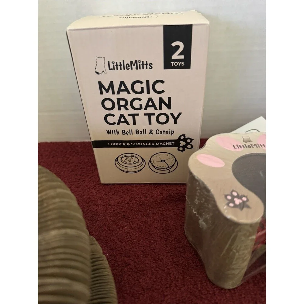 Little Mitts Magic Organ Cat Toy Two Toys To A Box With Bell Bowl And Catnip New